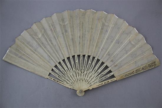 An early 19th century French bone fan,